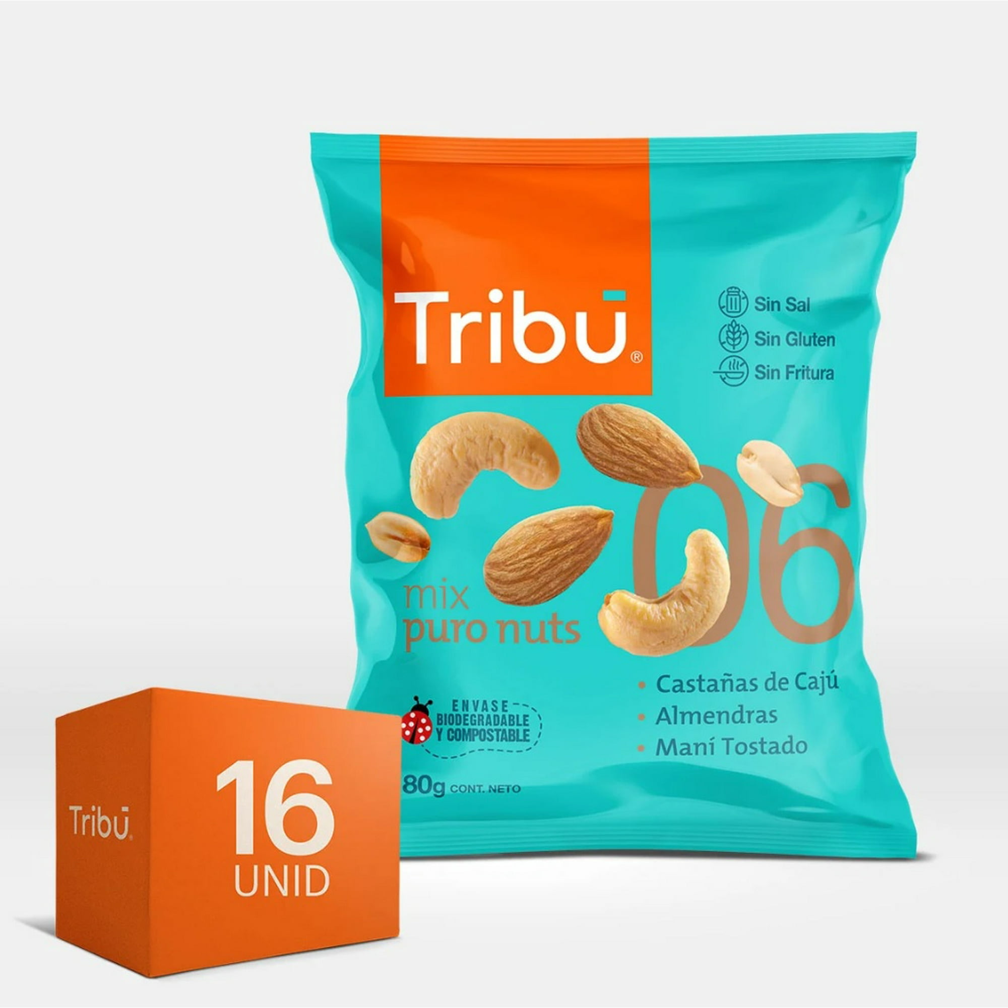 Tribu - Caja Mix C 80 Grs Puro Nuts Mn 16 Un. (a)