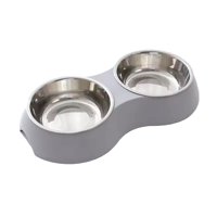 Winpet - Comedero Doble Para Perros Y Gatos - Gris