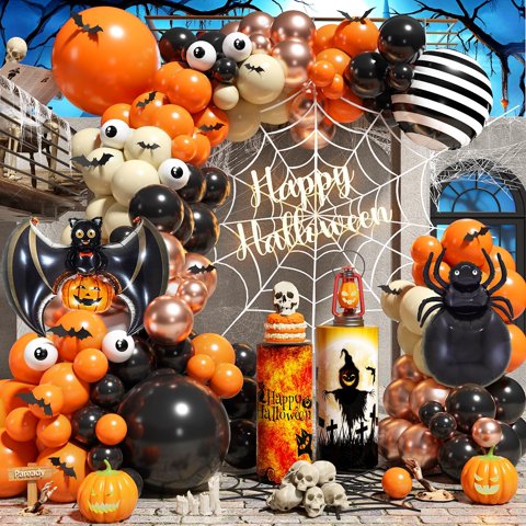Paready - Balloon Arch Parready Halloween Naranja/Negro 120 Unidades