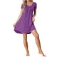 thumbnail image 1 of INSPIRE CHIC Vestido de Dormir para Mujer con Cuello en V, Manga Corta, Abertura Lateral y Ribete en Contraste para Primavera Verano S Púrpura Oscuro, 1 of 6