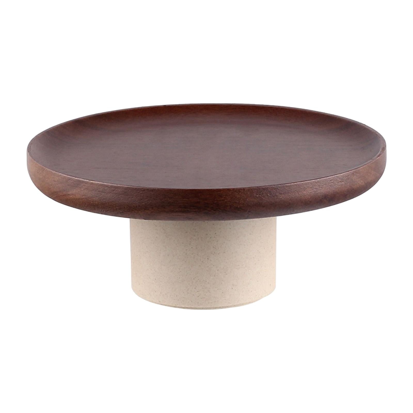 Bothyi - Soporte Para Tartas, Plato Para Servir Aperitivos, Plato De Madera, Pedestal De Arcilla, Hecho A Mano, Resistente, Tamaño L