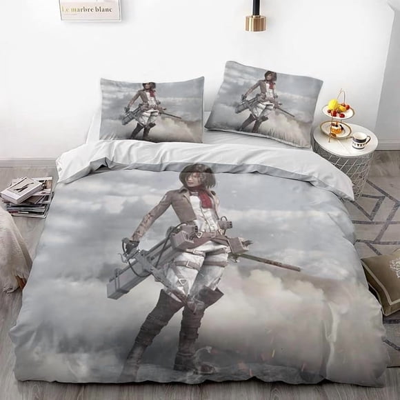 Invad-e on Tita-n Eren Levy-i Anime Soft-t 3D Printe -- d Duvet Co-ver Bedding- Set with -Co-mfort-er Cover