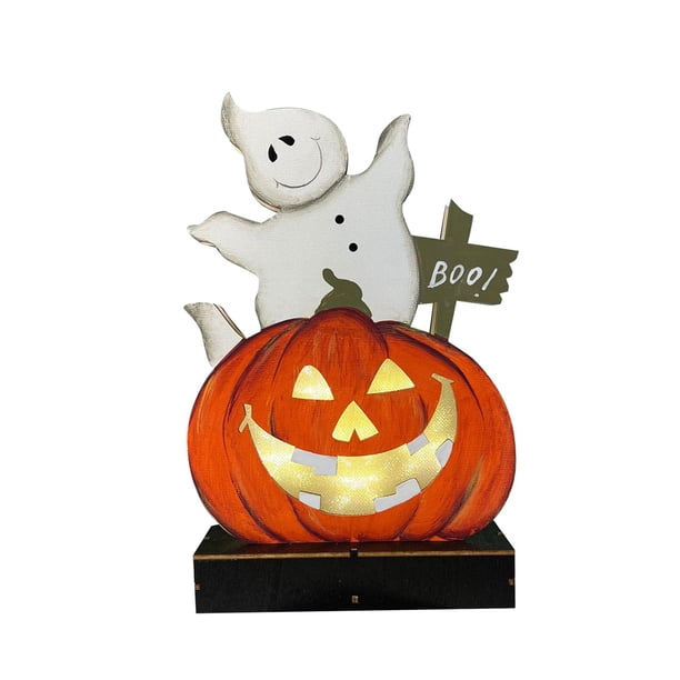 Adorno de decoración de mesa para Halloween, decoración espeluznante creativa, novedad, decoración LED de mesa, accesorio aterrador para festivales en Fantasma
