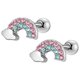 thumbnail image 1 of Rainbow Flower Heart Screw Back Earrings for Women - Hypoallergenic and Comfortable Cartilage Earrings with Dangling Design, 1 of 4