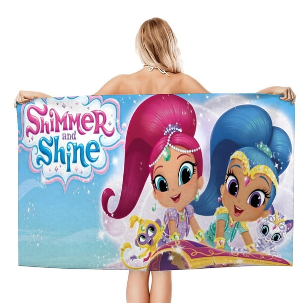 Shimmer y Shine Toalla de playa de secado rápido con diseño temático, regalo para mujeres y niñas, ideal para cumpleaños, fans, amantes de la música, uso en la playa o al aire libre, 78 × 150 cm