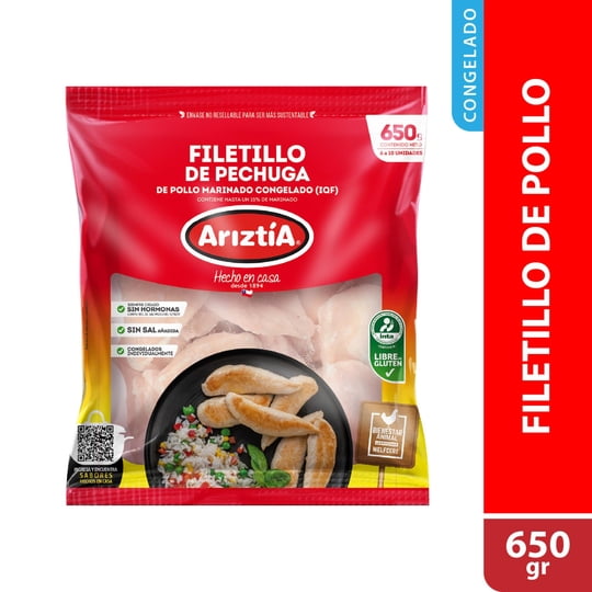 Pollo Pechuga Filetito Congelado 650 g Ariztia