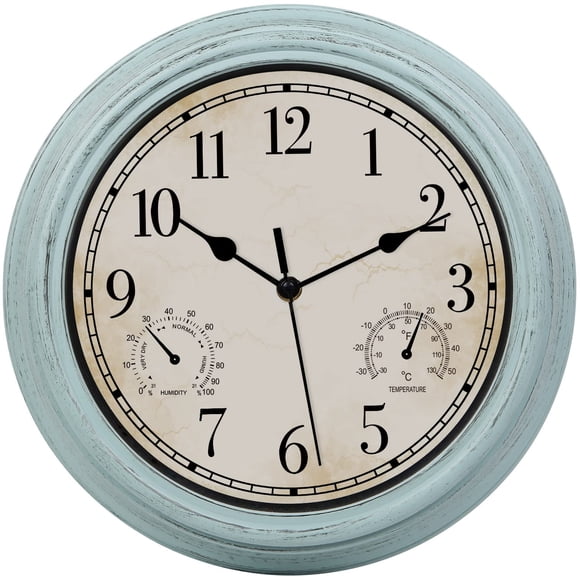 Reloj de Pared LOTCAIN Retro Impermeable 30 cm con Termómetro
