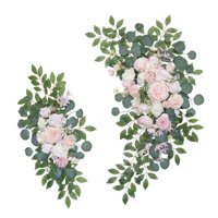 Bothyi - 2X Corona Floral Artificial De La Puerta Del Botín Hogar Rosa Telón De Fondo Boda Arco Flor