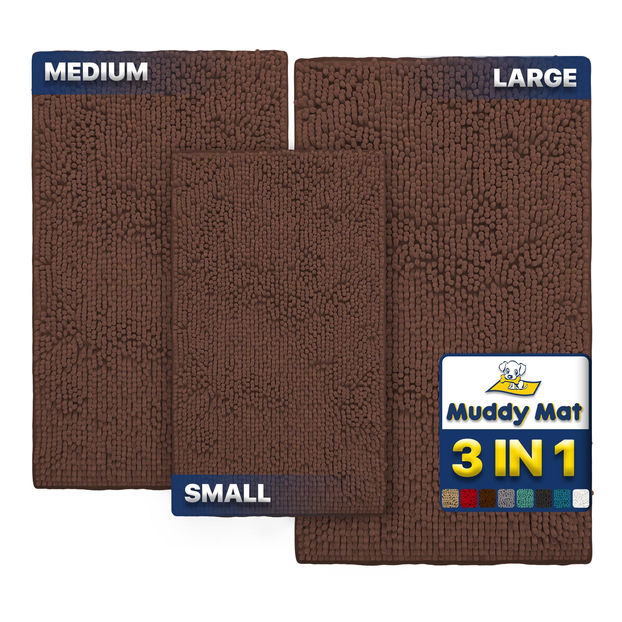 Felpudo Para Perros Muddy Mat®, Microfibra Altamente Absorbente, Paquete De 3