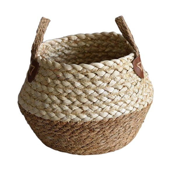 Cestas de almacenamiento tejidas de estilo nórdico, cesto de ropa Cesta tejida decorativa Misceláneas Organizador Cesta Cesta para macetas, para sala Marrón M
