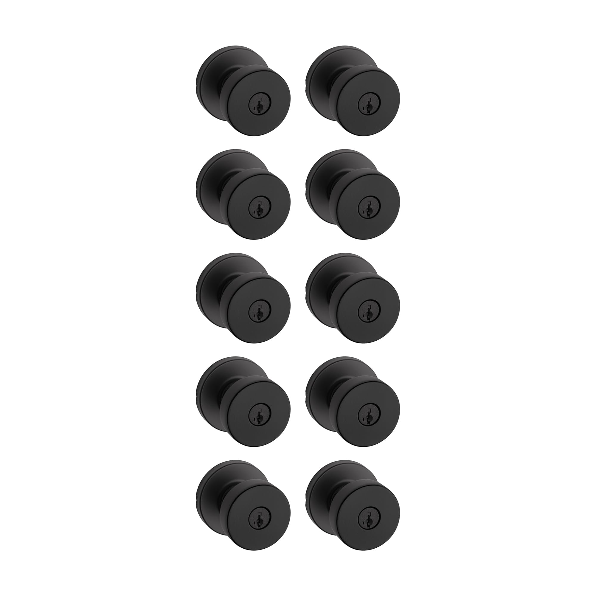 Pomo De Puerta Kwikset Pismo Entry Con Cerradura Y Llave, Negro Mate, 10 Unidades