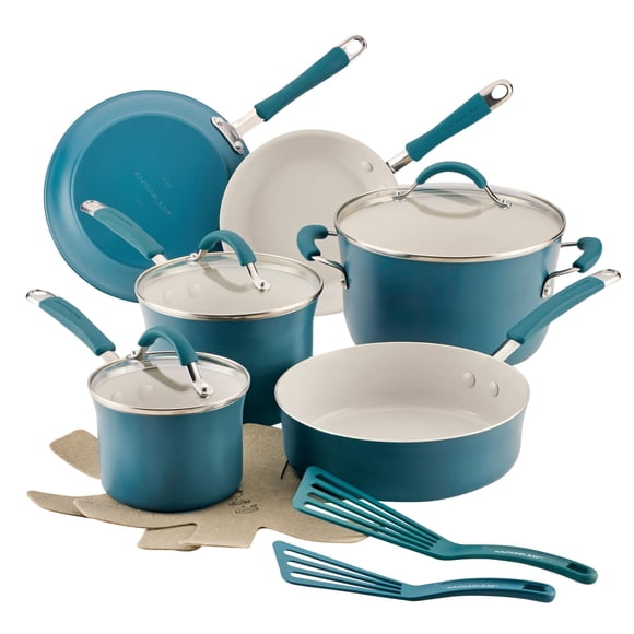 Set de utensilios de cocina Rachael Ray Cucina, cerámica, antiadherente, 13 piezas