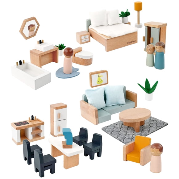 Juego de juguetes de madera con forma de pera, 35 piezas, de Dollhouse Furniture