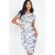 thumbnail image 2 of Saronite Vestido Ajustado de Manga Corta hasta la Rodilla con Estampado Tie-dye, Gris (para Mujer), 2 of 2