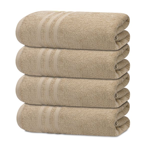 Toallas de baño Tens Toallas, paquete de 4 unidades, 100% algodón, color beige, 70 x 140 cm