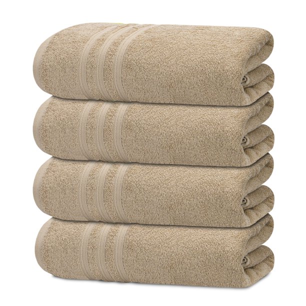 Toallas de baño Tens Toallas, paquete de 4 unidades, 100% algodón, color beige, 70 x 140 cm