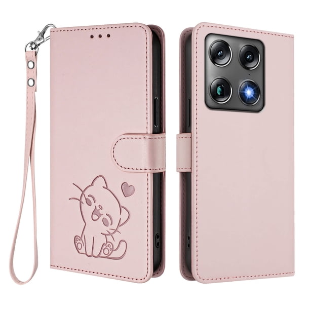 Motorola Signature 5G Funda Billetera de Gato, Rosa