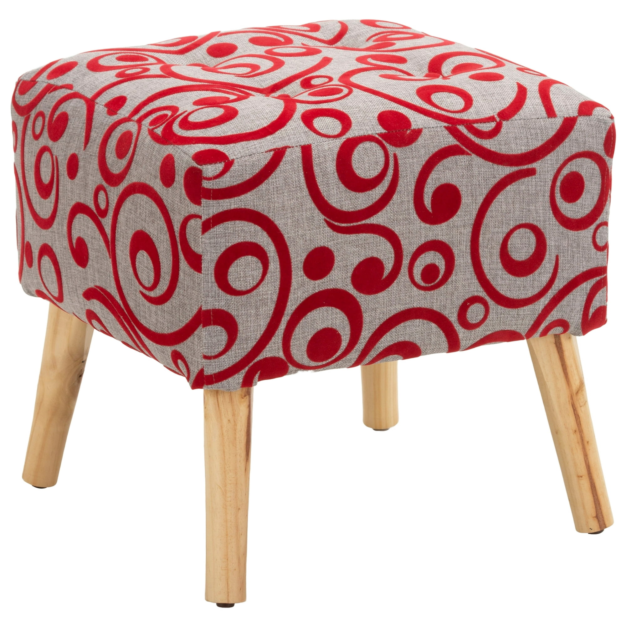 Máxima Design - Pouf Alemania Gris Rojo Flocky 42x42x43 Cm