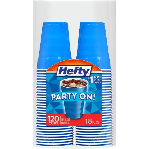 Vasos desechables de plástico Hefty Party On, 18 oz, azul marino, 120 unidades