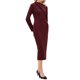 thumbnail image 4 of INSPIRE CHIC Vestido Elegante de Mujer con Cuello de Solapa en V, Manga Larga, Tendencia 2025, Vestidos de Trabajo a la Rodilla, Talla M, Rojo Oscuro, 4 of 5