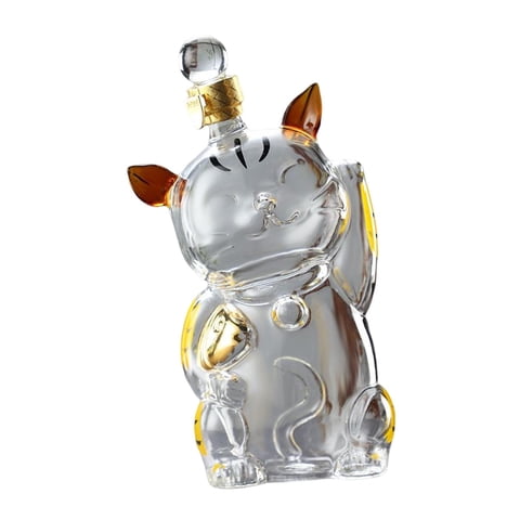 Magideal - Decantador Grande En Forma De Gato Con Tapón , Dispensador De Vidrio De Borosilicato Alto, Soporte Para Botellas, Jarra Para Decoración Del H