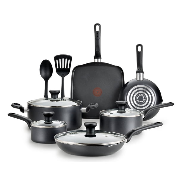 Set de ollas y sartenes T-fal Easy Care de 12 piezas antiadherente de aluminio gris
