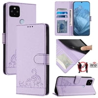 Funda Tipo Cartera Foxdock Para Google Pixel 5 Xl Con Soporte, Ranuras, Rfid, Diseño De Gato