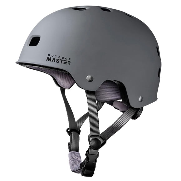 Casco OutdoorMaster para montar en monopatín, gris, para niños y adultos