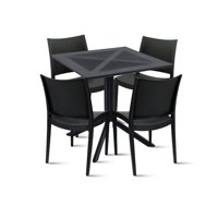 Klik Muebles - Mesa Restaurant 80X80 Polipropileno + 4 Sillas De Restaurante - Negra
