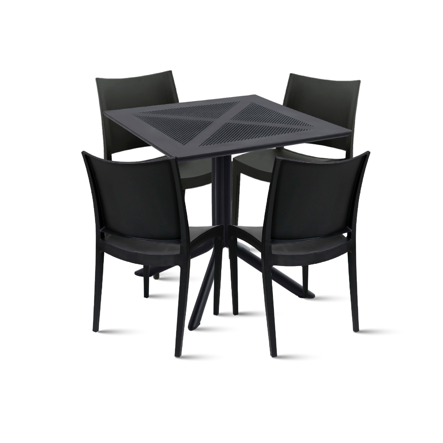 Klik Muebles - Mesa Restaurant 80X80 Polipropileno + 4 Sillas De Restaurante - Negra