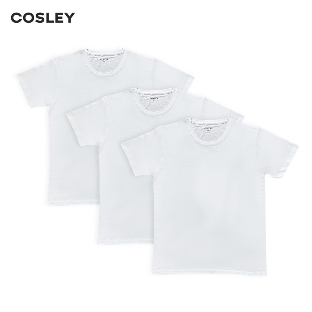 Poleras 100% Algodón Blancas Manga Corta Pack 3 Cosley