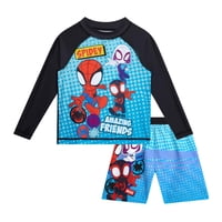 Conjunto De Natación Para Niños Marvel Con Camiseta De Protección Solar 2 Piezas Spiderman Hulk 3T