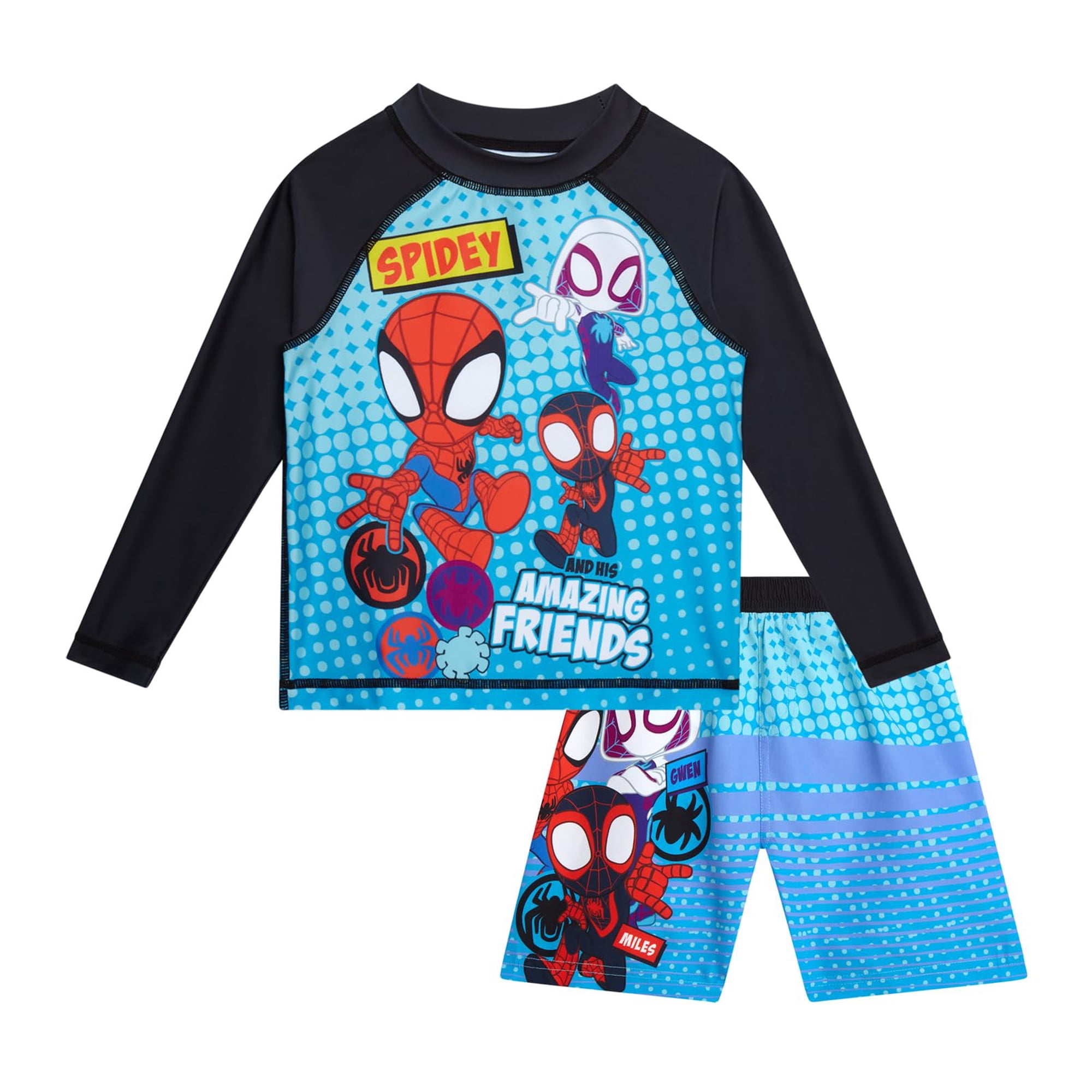 Conjunto De Natación Para Niños Marvel Con Camiseta De Protección Solar 2 Piezas Spiderman Hulk 3t