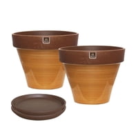 Mestiza - Set De 2 Maceta Kony 24Cm Morena Mostaza Y Sus Platos