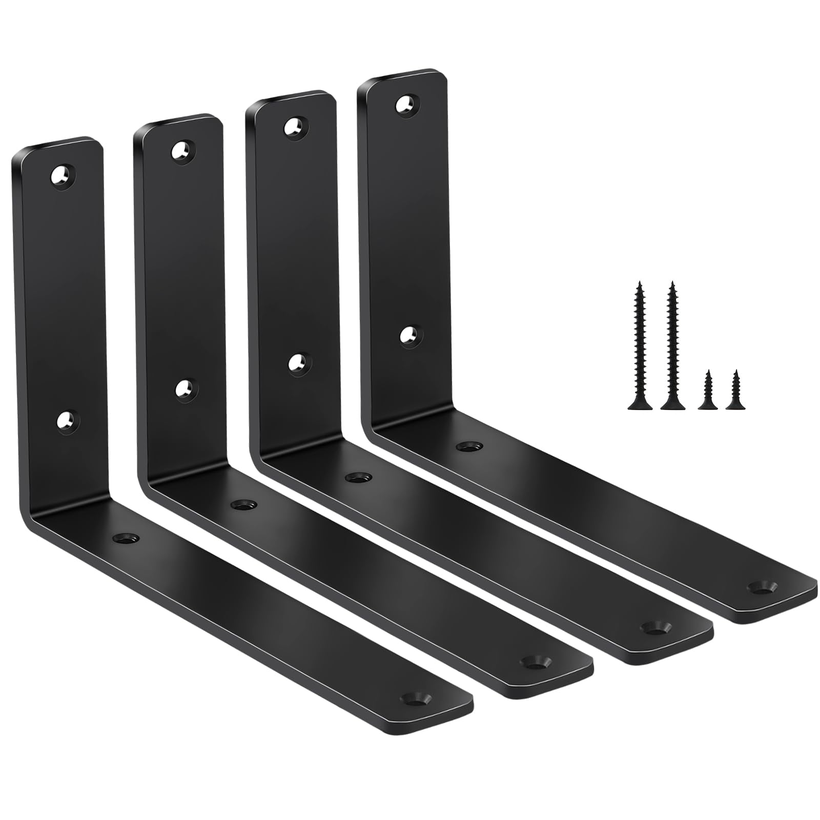 Soporte De Estante Mhmydz De 6 Cm De Largo X 4 Cm De Alto X 1,5 Cm De Ancho, Acero Negro, Paquete De 4