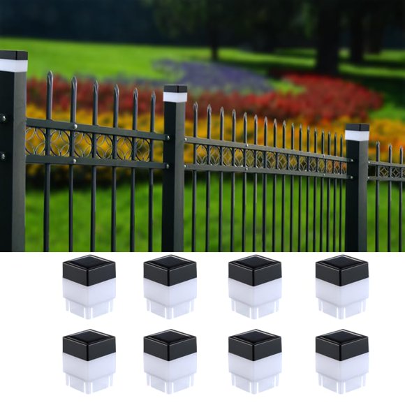 Tapa solar LED para poste de cerca 5 cm × 5 cm, paquete de 8, luz cálida