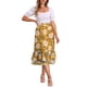 thumbnail image 2 of INSPIRE CHIC Faldas de Chifón para Mujer Cintura Elástica Volantes en Capas Faldas Midi Florales Amarillo Oscuro-Floral XL, 2 of 5