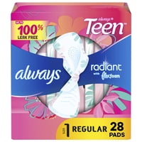 Almohadillas Femeninas Always Radiant Teen Talla 1 Regular 28 Unidades