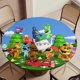 thumbnail image 5 of Smiling Critters-theme Fitted Round Tablecloths Elastic Edged Table Covers Waterproof Table Cloth for Kitchen Holiday Party Tables Decor 150cm, 5 of 6