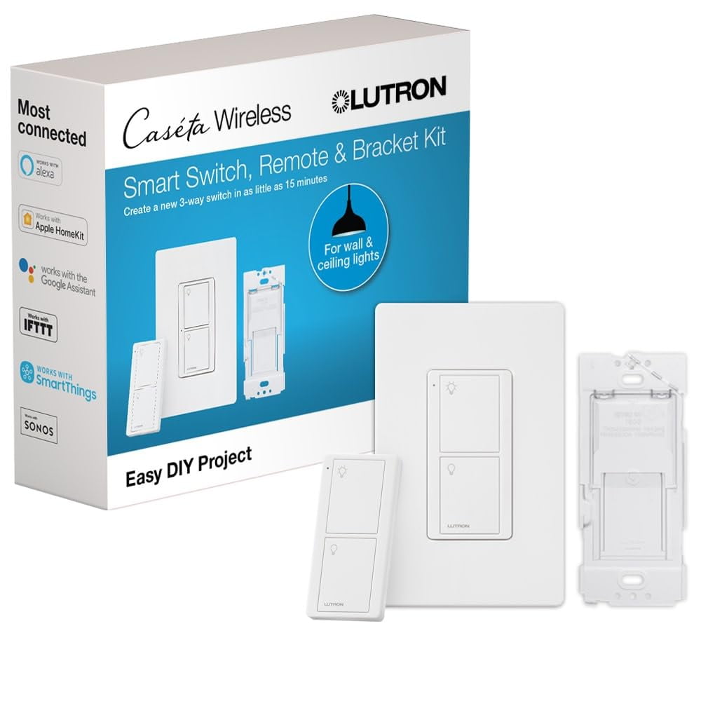 Kit De Interruptor Inteligente Lutron Caseta P-pkg1ws-wh 5a Con Control Remoto Pico