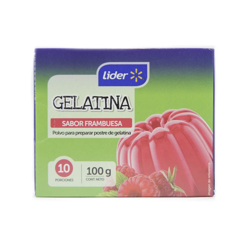 Gelatina Sabor Frambuesa Caja 100 g Lider
