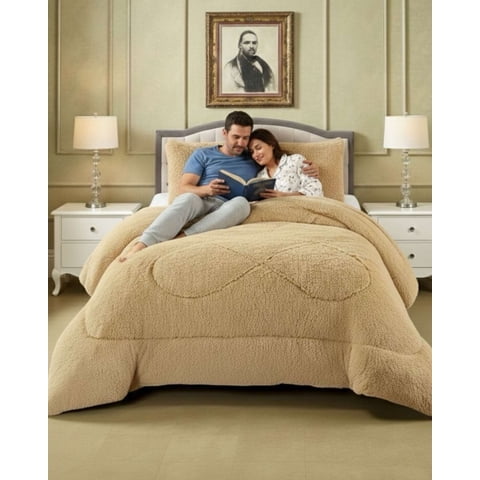 Myl Todo Hogar - Plumón Cubrecama 2 Plazas Sherpa Peludo Invierno Diseño Suave