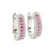 thumbnail image 2 of Argollas Lujosas Huggies Con Gema De Rubí Rosa En Plata 925, 2 of 3