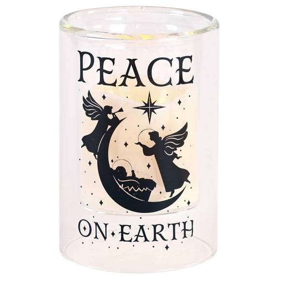 Portavelas Elanze Designs Nativity Peace On Earth Glass