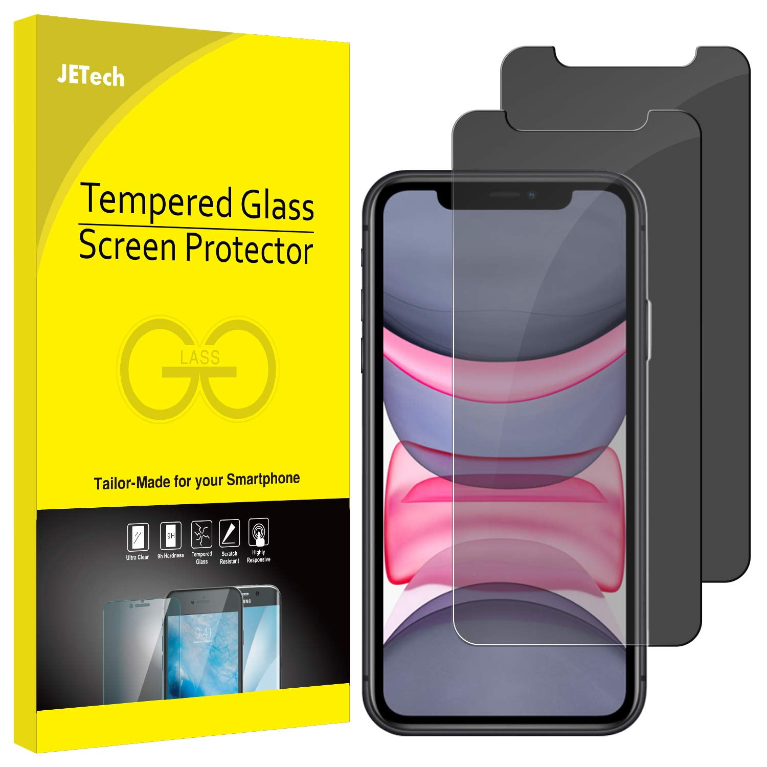 Protector De Pantalla De Privacidad Jetech Para Iphone 11/xr De 6.1 Pulgadas, Paquete De 2