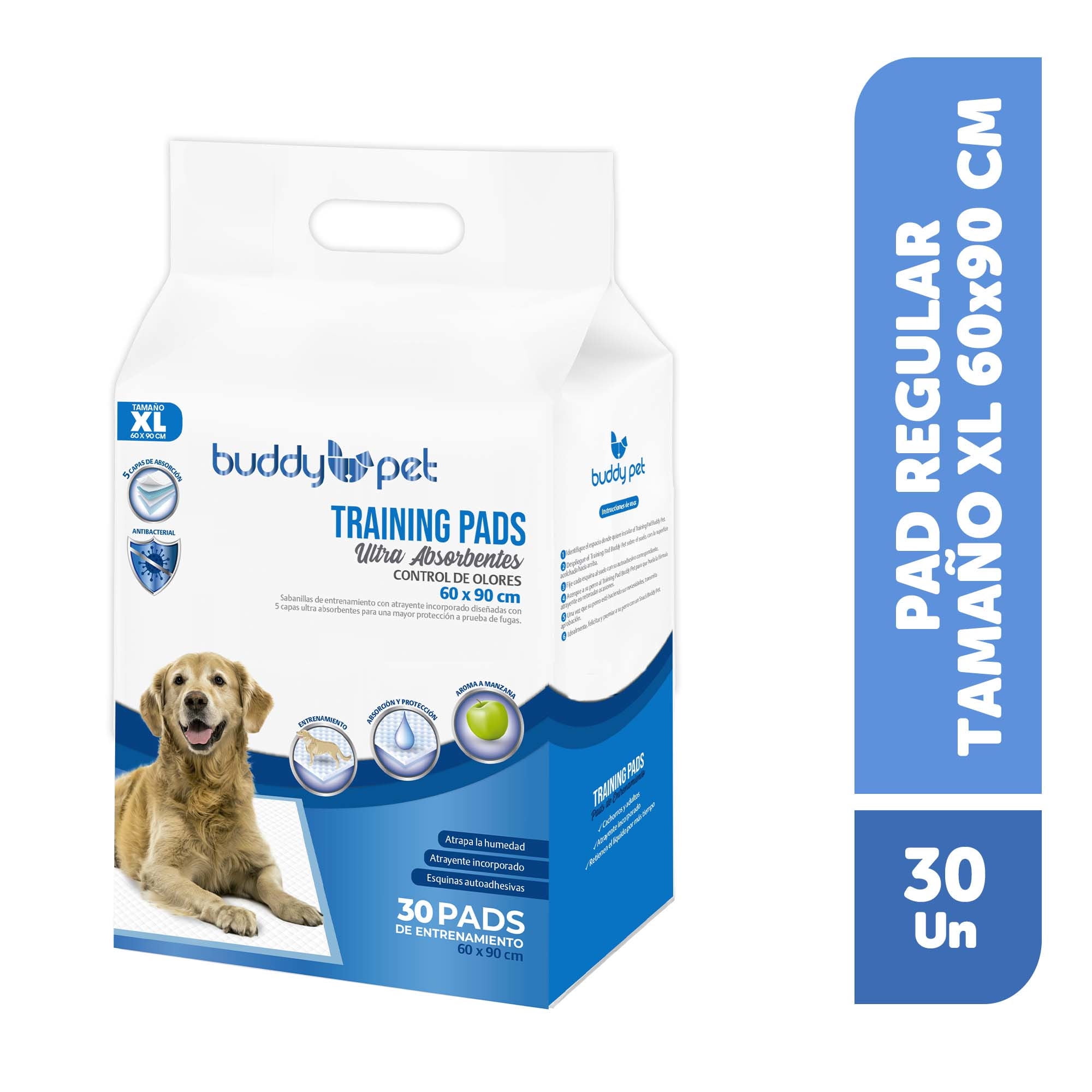 Pads De Entrenamiento Para Perro Xl 90x60 Cm 30 Un Buddy Pet