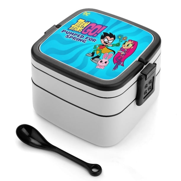 Los Jóvenes Titanes en Acción Fiambrera de Doble Capa, Contenedor de Almuerzo Portátil Apilable, Almacenamiento de Alimentos Hermético a Prueba de Fugas, 1000ml