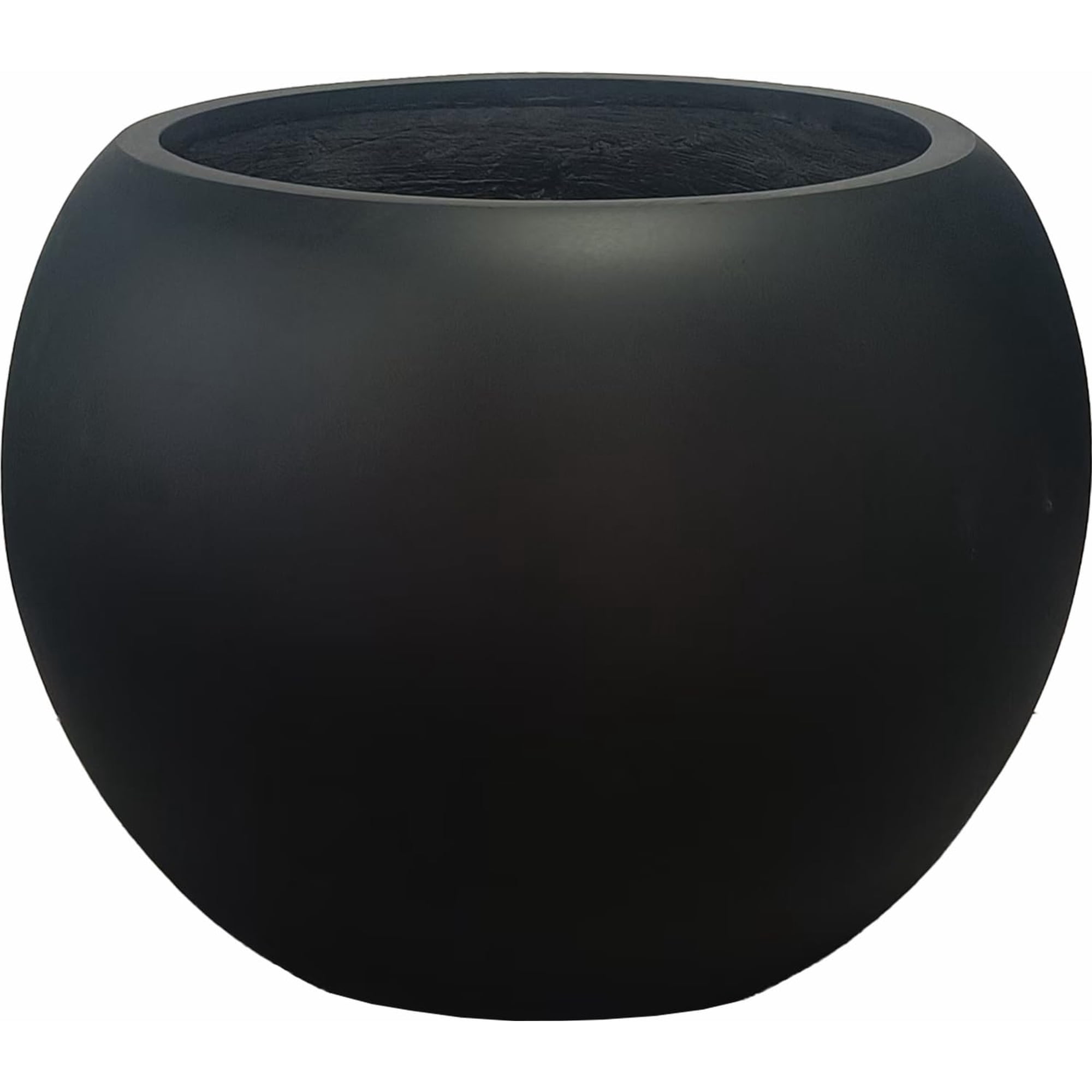 Maceta Redonda Panlaolao Fiberstone De 13,5 X 17 Cm, Color Negro