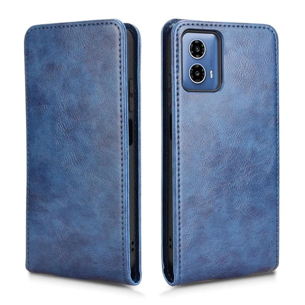Funda tipo folio para Motorola Moto G34 5G con soporte magnético y protección para la cámara Azul