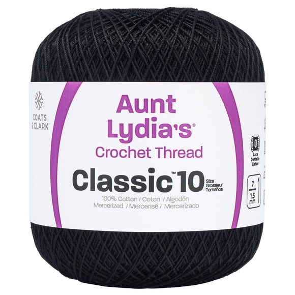Abrigos Crochet Thread Classic, paquete de 1 unidad, color negro, 320 m